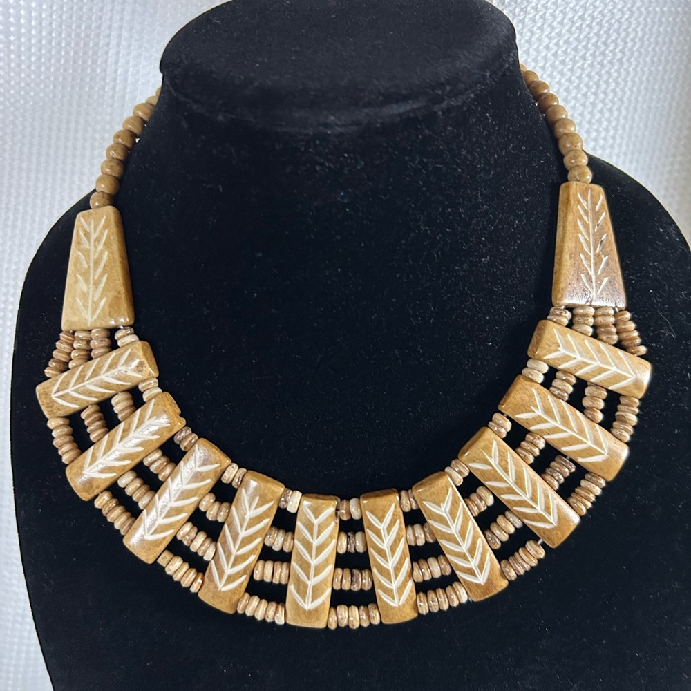 Vintage tribal bib choker necklace